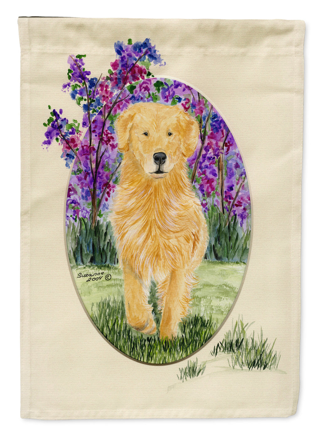 Golden Retriever House Flag 28x40 Porch Sleeve Pole Decorative Outside Yard Banner Artwork Wall Hanging, Polyester