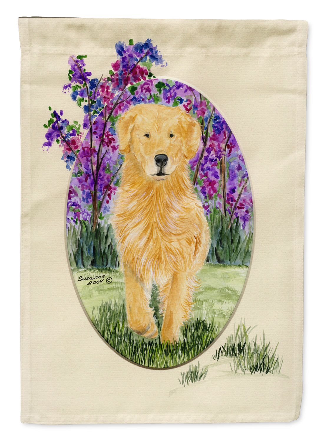 Golden Retriever House Flag 28x40 Porch Sleeve Pole Decorative Outside Yard Banner Artwork Wall Hanging, Polyester