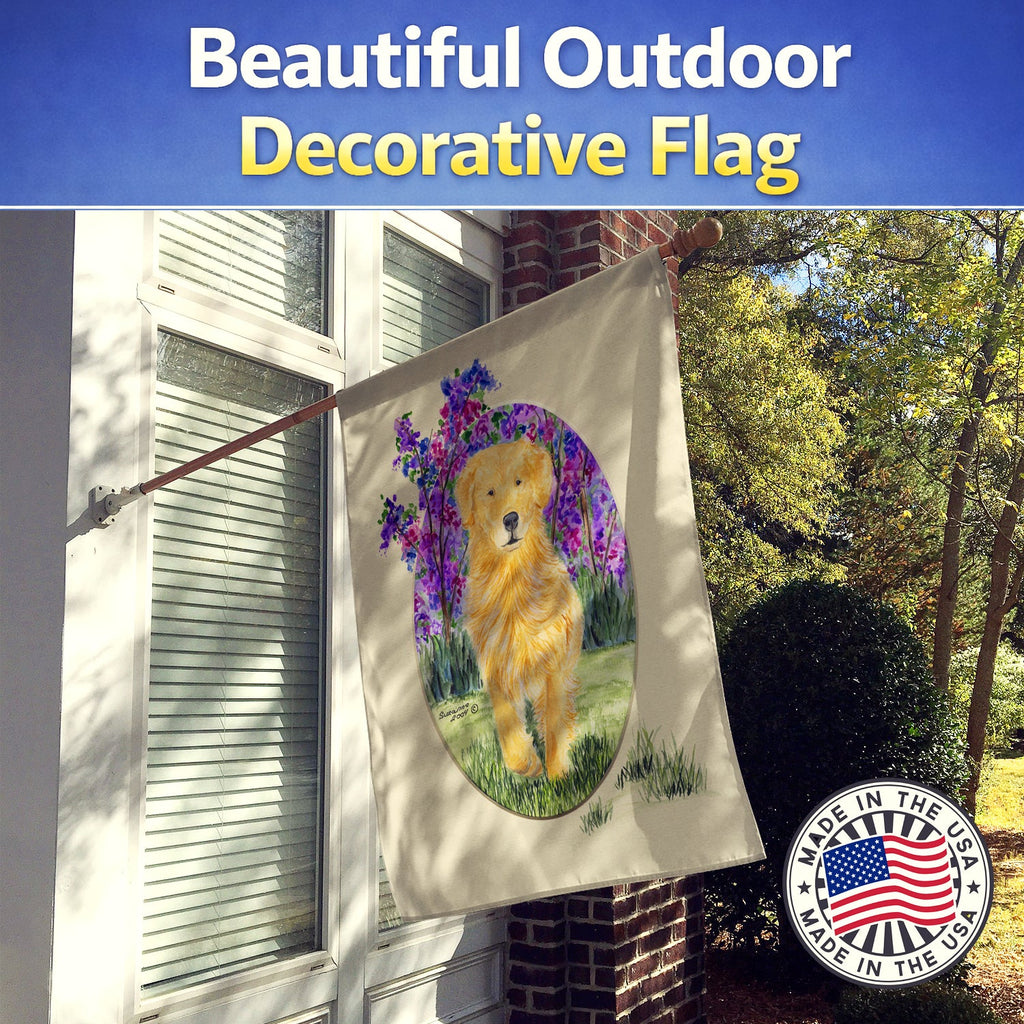 Golden Retriever House Flag 28x40 Porch Sleeve Pole Decorative Outside Yard Banner Artwork Wall Hanging, Polyester