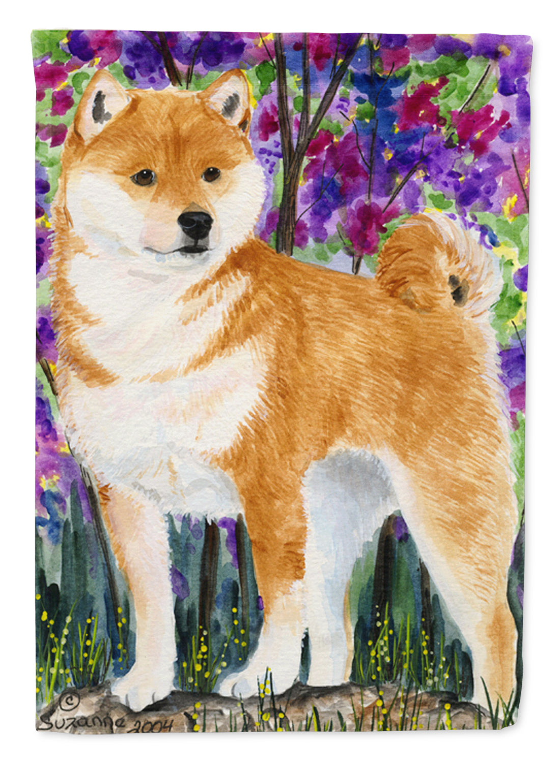 Shiba Inu House Flag 28x40 Porch Sleeve Pole Decorative Outside Yard Banner Artwork Wall Hanging, Polyester