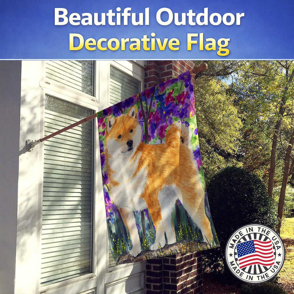 Shiba Inu House Flag 28x40 Porch Sleeve Pole Decorative Outside Yard Banner Artwork Wall Hanging, Polyester