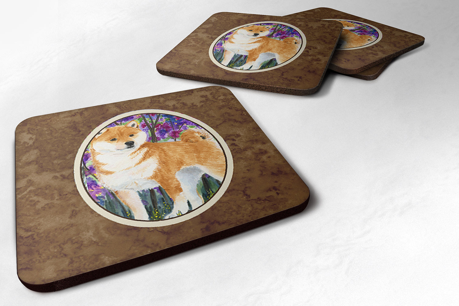 Shiba Inu Foam Coasters Set of 4 Cup Coasters for Indoor Outdoor, Tabletop Protection, Anti Slip, Mouse pad Material