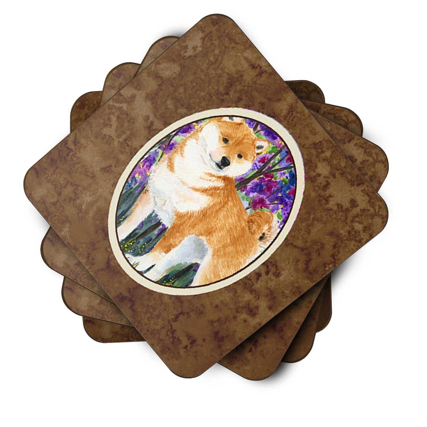 Shiba Inu Foam Coasters Set of 4 Cup Coasters for Indoor Outdoor, Tabletop Protection, Anti Slip, Mouse pad Material
