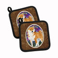 Shiba Inu Pot Holder Set of 2 Heat Resistant Quilted Hot Pads 7.5 x 7.5 Inch, Insulated Kitchen Trivets for Cooking & Baking