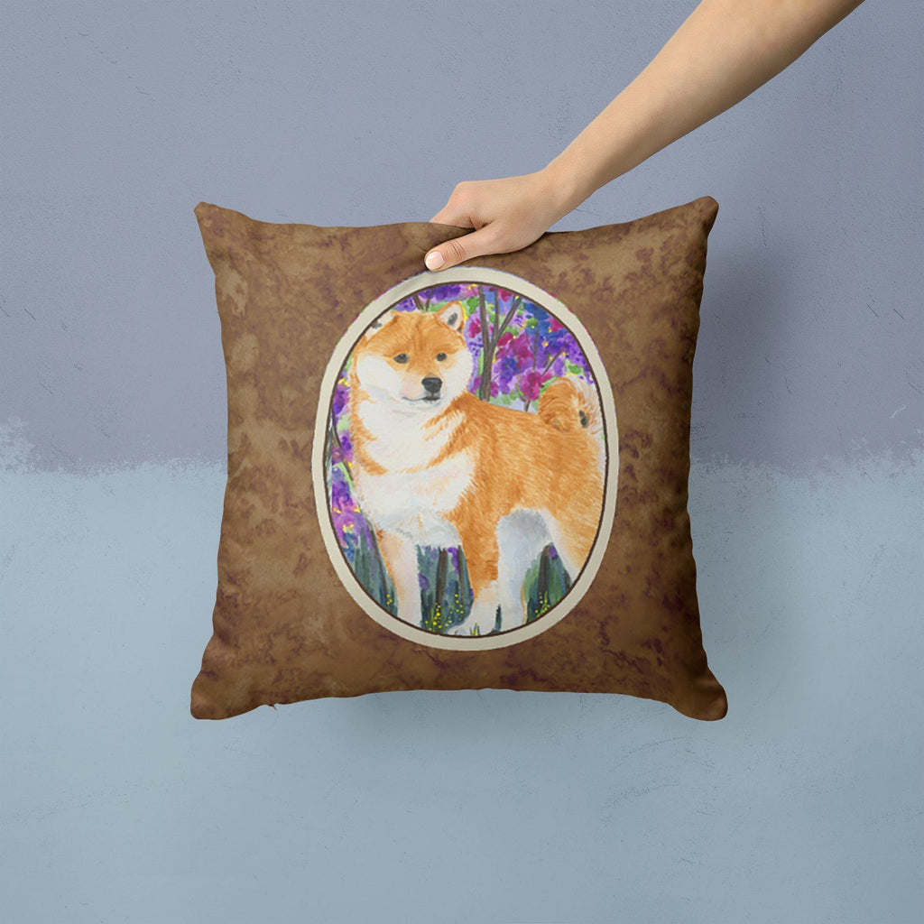 Shiba Inu Decorative Throw Pillow 14x14 Indoor Outdoor Accent Cushion, Fabric Cover with Insert for Sofa, Bed, Porch & Living Room
