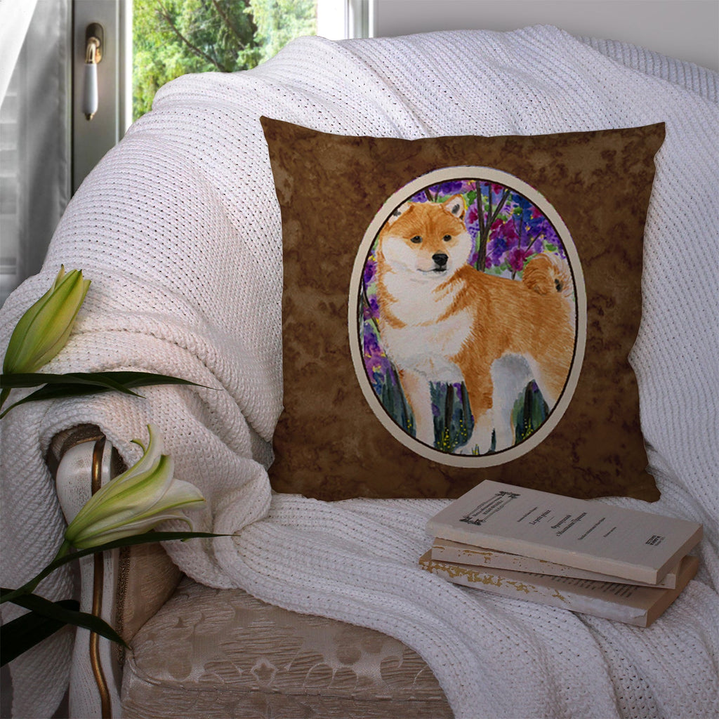 Shiba Inu Decorative Throw Pillow 14x14 Indoor Outdoor Accent Cushion, Fabric Cover with Insert for Sofa, Bed, Porch & Living Room