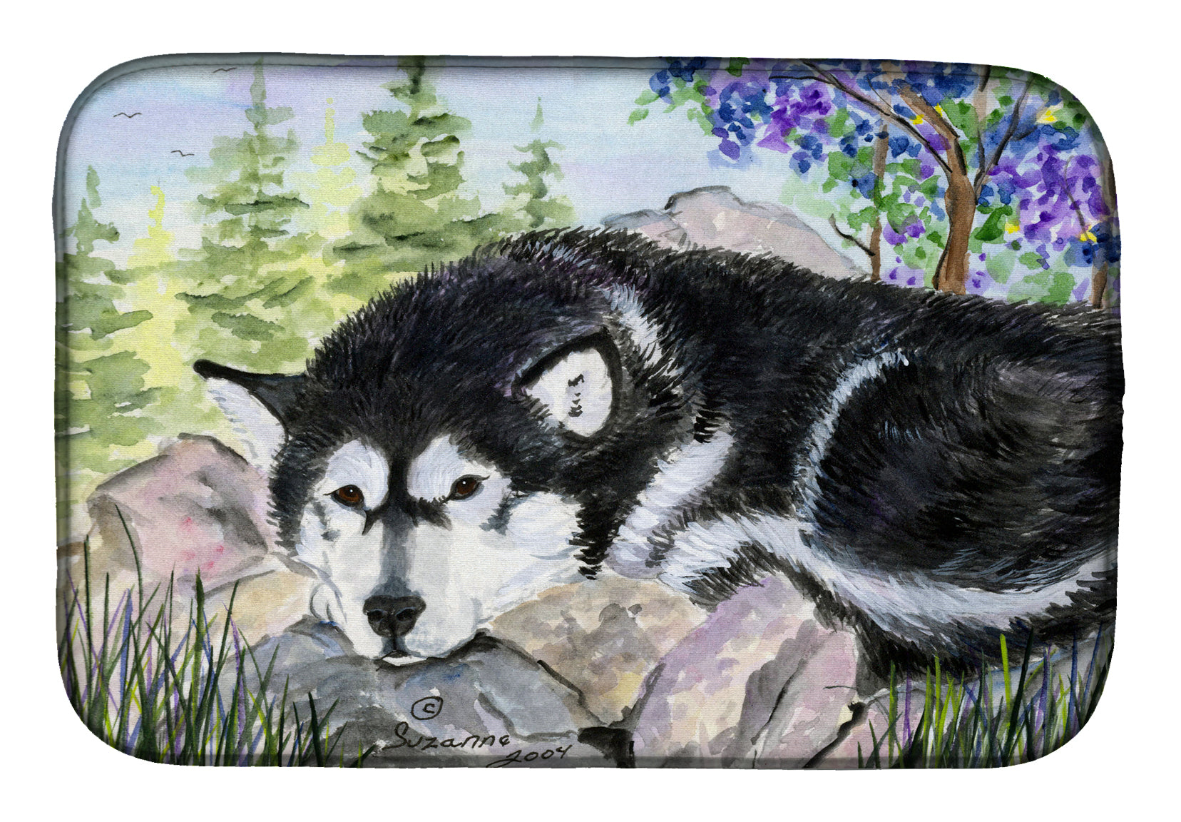 Alaskan Malamute Dish Drying Mat Absorbent Dish Drying Mat Pad for Kitchen Counter Dish Drainer Mat for Countertop, 14 x 21", Multicolor