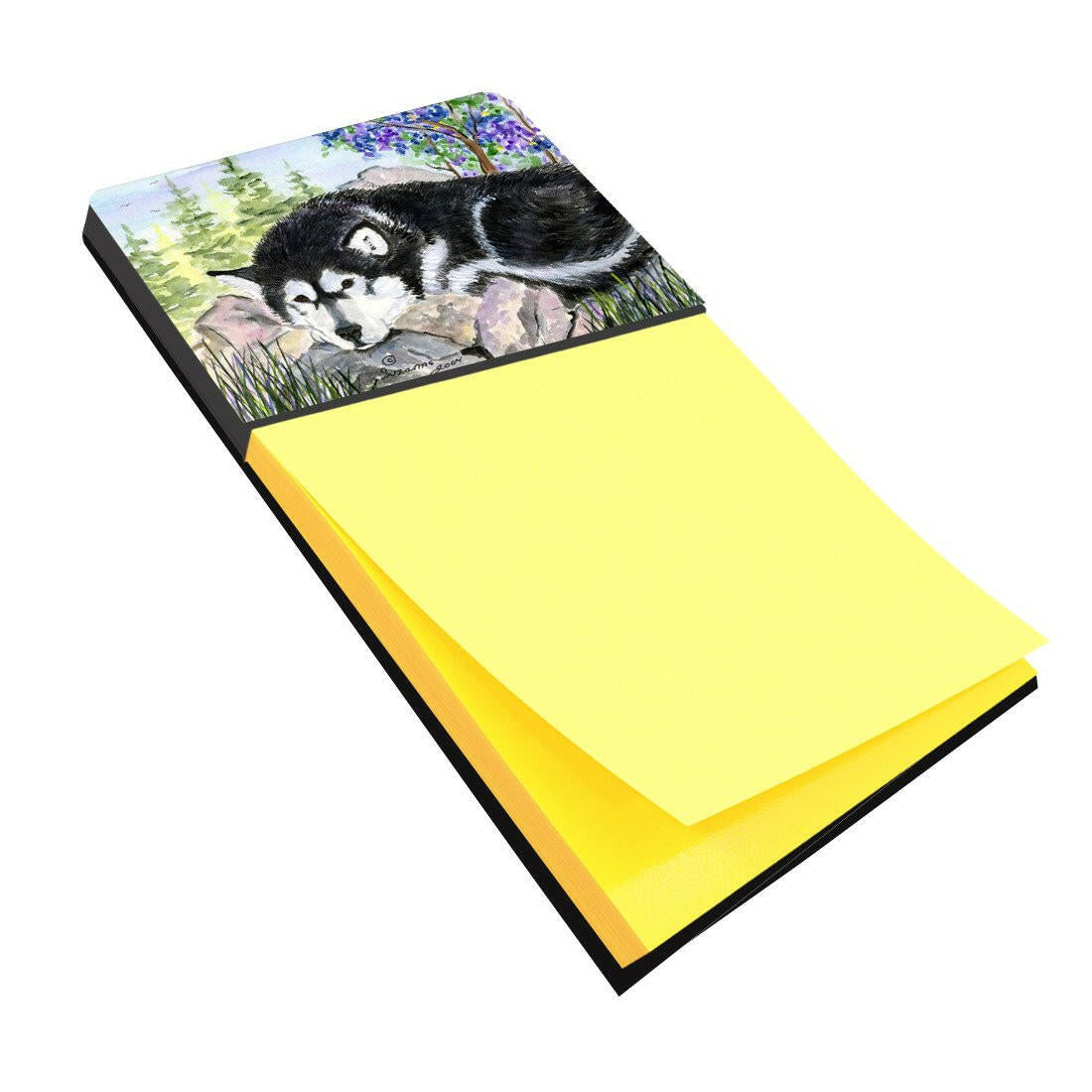 Alaskan Malamute Watercolor Sticky Note Holder Refillable Dispenser Desk Accessory 3x3 Pad Gift