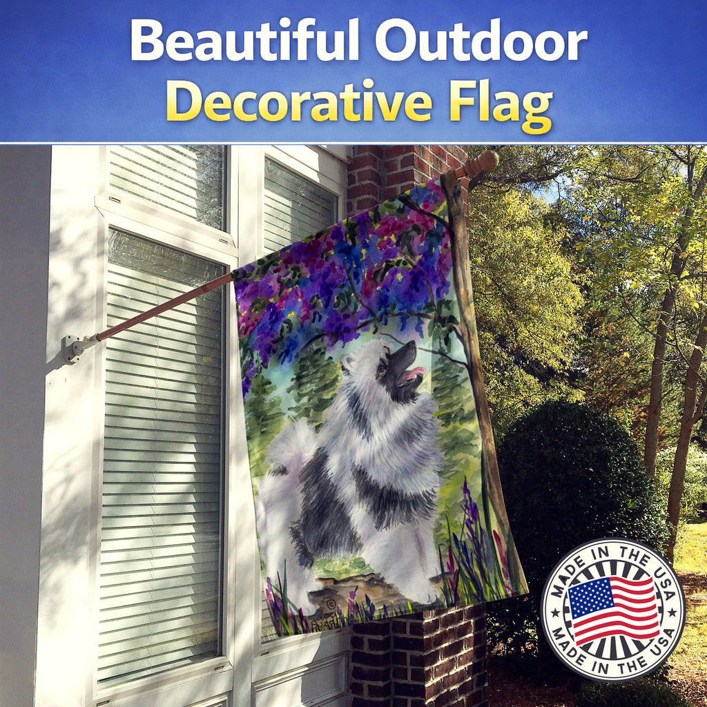 Keeshond House Flag 28x40 Porch Sleeve Pole Decorative Outside Yard Banner Artwork Wall Hanging, Polyester