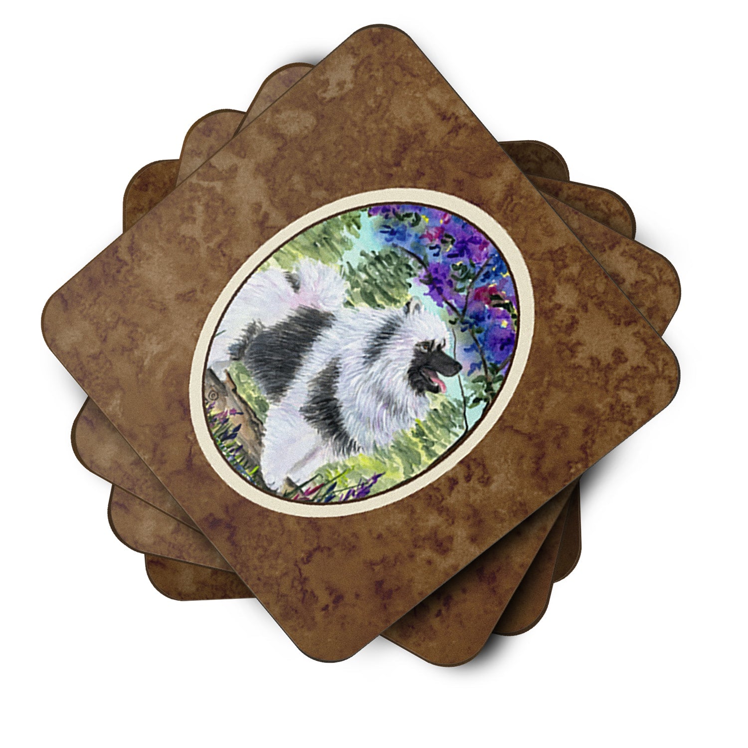 Keeshond Foam Coasters Set of 4 Cup Coasters for Indoor Outdoor, Tabletop Protection, Anti Slip, Mouse pad Material