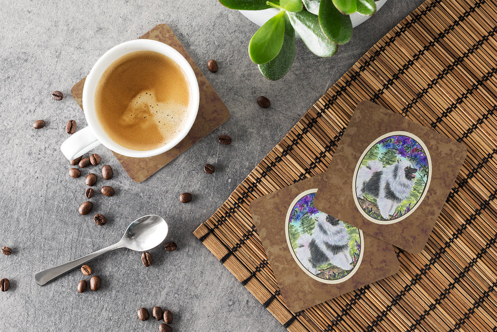 Keeshond Foam Coasters Set of 4 Cup Coasters for Indoor Outdoor, Tabletop Protection, Anti Slip, Mouse pad Material
