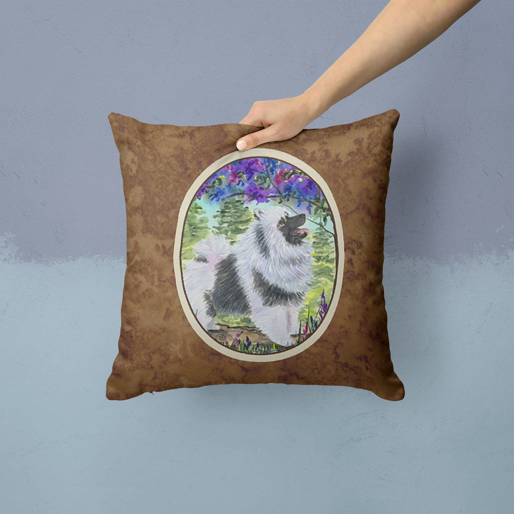 Keeshond Decorative Throw Pillow 14x14 Indoor Outdoor Accent Cushion, Fabric Cover with Insert for Sofa, Bed, Porch & Living Room