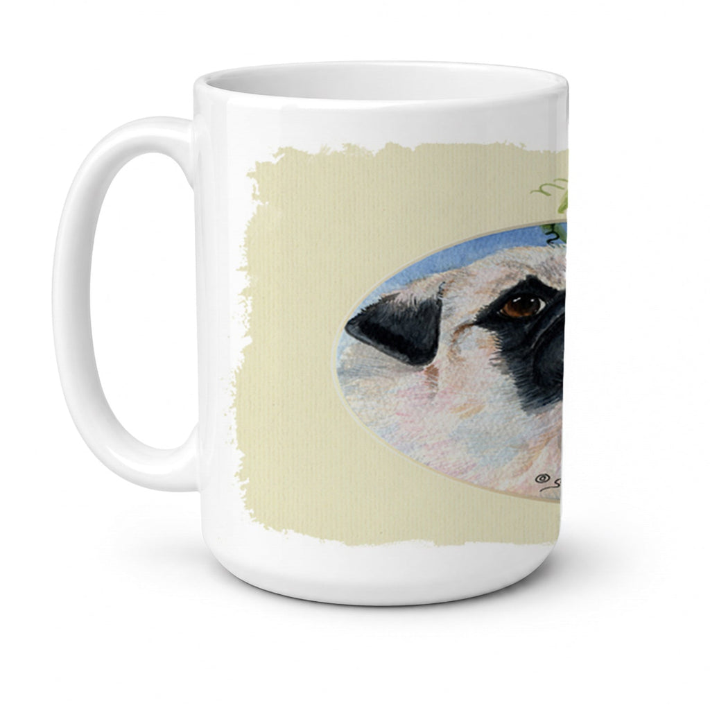 Pug Ceramic Coffee Mug 15 oz Decorative Large C Handle Mug Cup for Tea, Cocoa Hot Chocolate