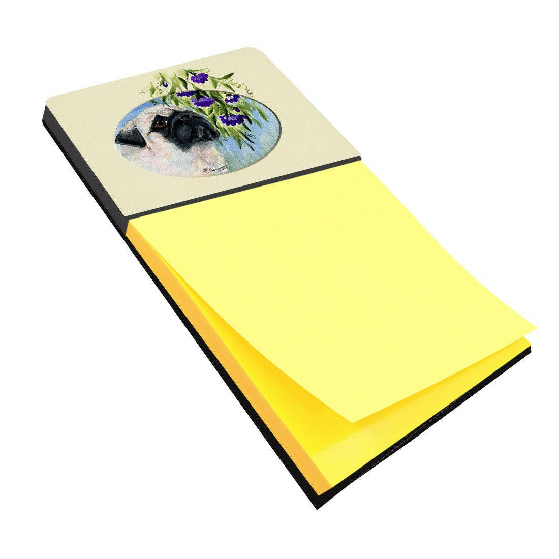 Pug Watercolor Sticky Note Holder Refillable Dispenser Desk Accessory 3x3 Pad Gift