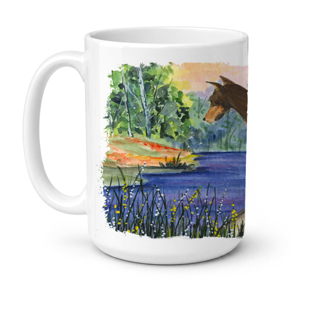 Doberman Ceramic Coffee Mug 15 oz Decorative Large C Handle Mug Cup for Tea, Cocoa Hot Chocolate