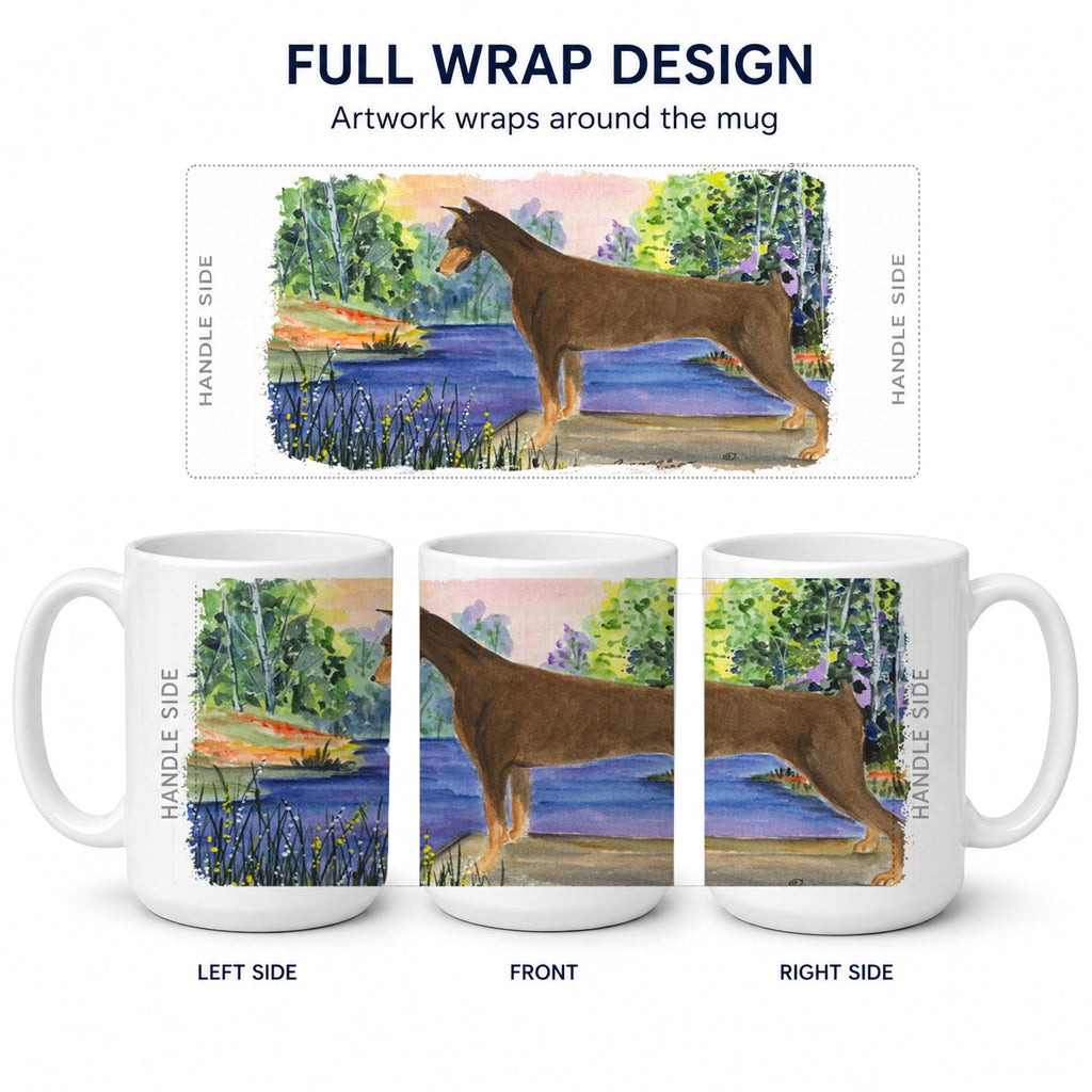 Doberman Ceramic Coffee Mug 15 oz Decorative Large C Handle Mug Cup for Tea, Cocoa Hot Chocolate