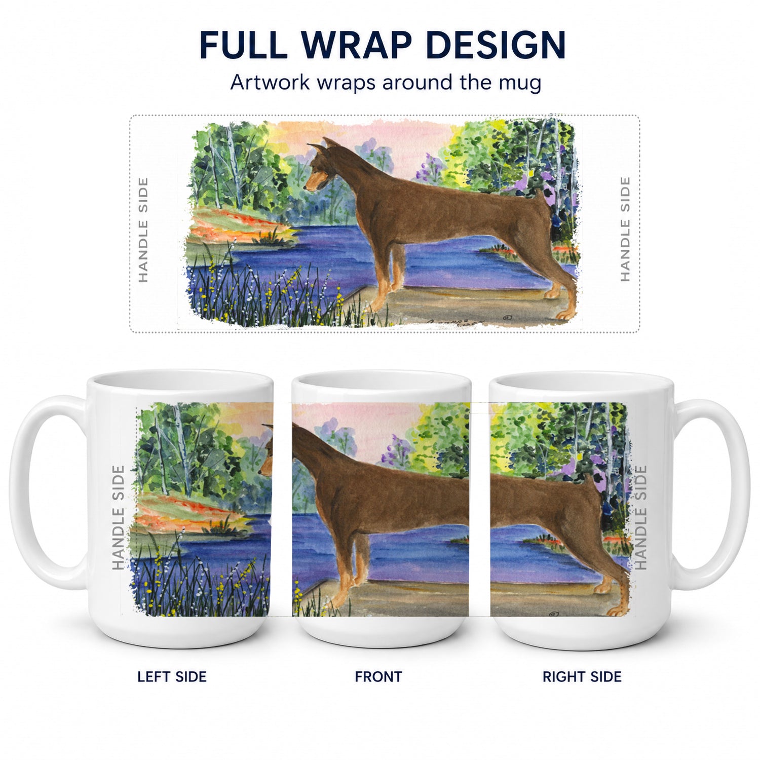 Doberman Ceramic Coffee Mug 15 oz Decorative Large C Handle Mug Cup for Tea, Cocoa Hot Chocolate