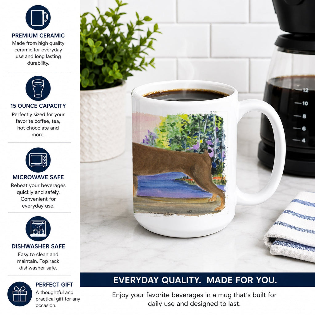 Doberman Ceramic Coffee Mug 15 oz Decorative Large C Handle Mug Cup for Tea, Cocoa Hot Chocolate