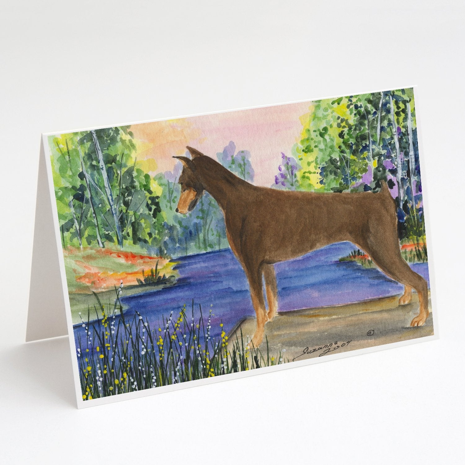 Doberman Greeting Cards Pack of 8 Blank Cards with Envelopes Whimsical A7 Size 5x7