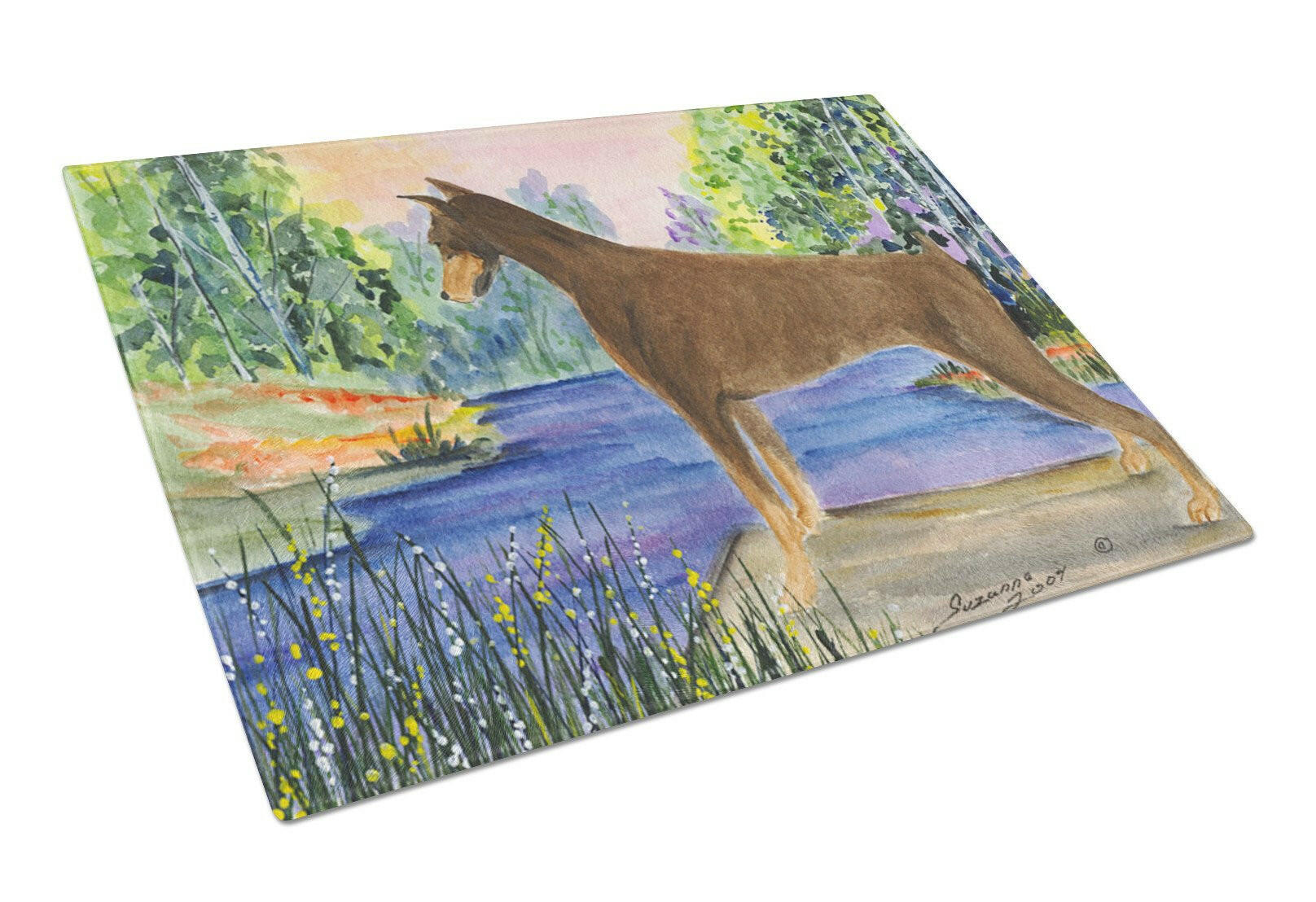 Doberman Cutting Board Tempered Glass Kitchen Cutting Surface, Heat Resistant Chopping, Non-Slip Feet, Food Prep & Serving