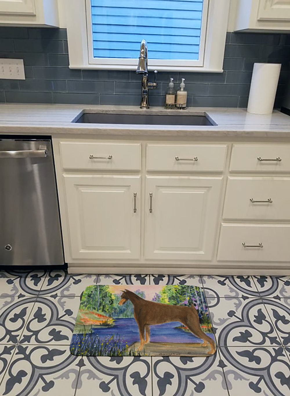 Doberman Memory Foam Kitchen Mat Machine Washable Anti-Fatigue Cushion Comfort Bath or Kitchen Rug