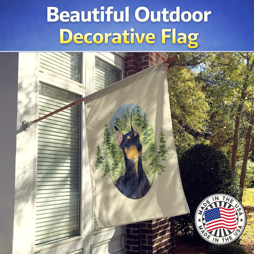Doberman House Flag 28x40 Porch Sleeve Pole Decorative Outside Yard Banner Artwork Wall Hanging, Polyester