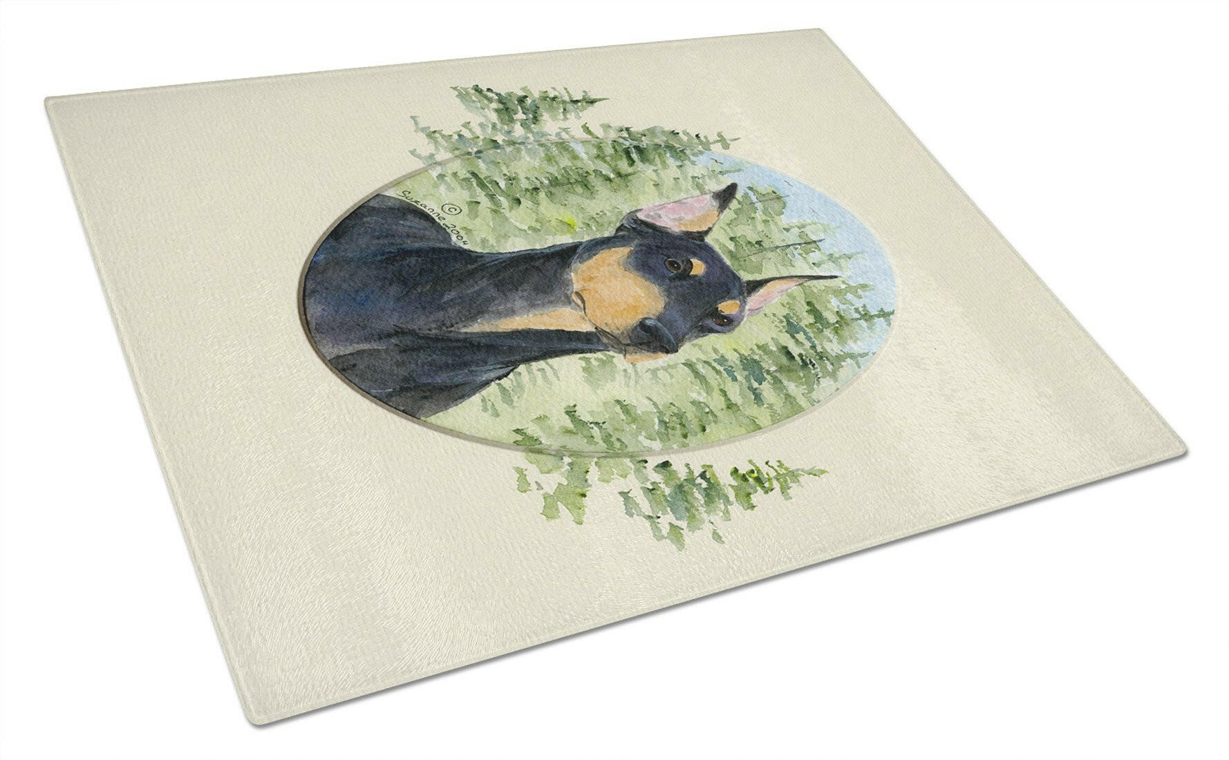 Doberman Cutting Board Tempered Glass Kitchen Cutting Surface, Heat Resistant Chopping, Non-Slip Feet, Food Prep & Serving