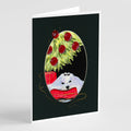 Christmas Tree with Maltese Greeting Cards Pack of 8 Blank Cards with Envelopes Whimsical A7 Size 5x7