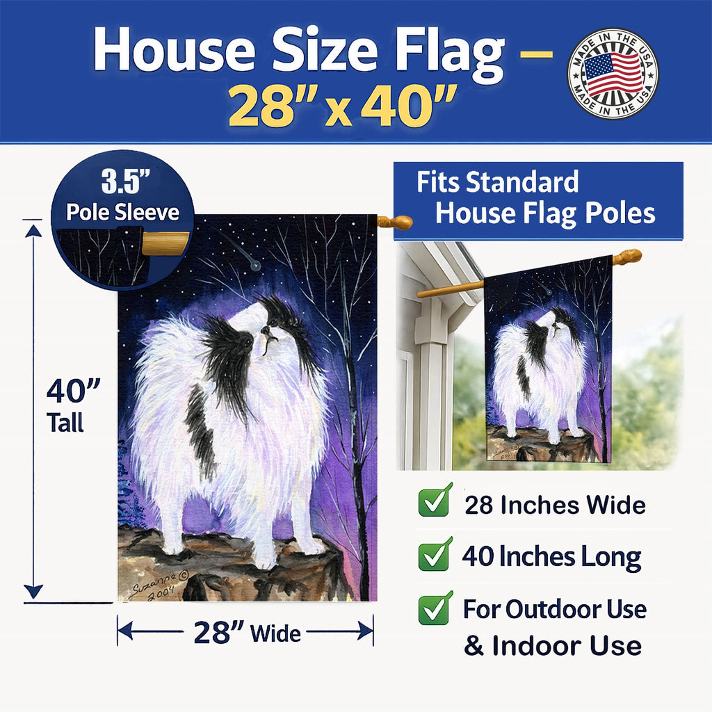 Japanese Chin House Flag 28x40 Porch Sleeve Pole Decorative Outside Yard Banner Artwork Wall Hanging, Polyester