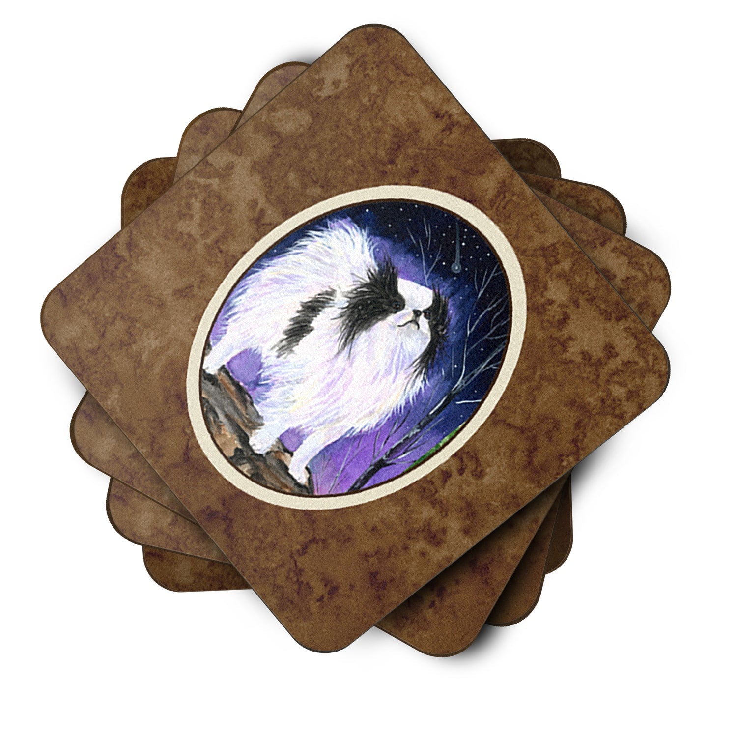 Japanese Chin Foam Coasters Set of 4 Cup Coasters for Indoor Outdoor, Tabletop Protection, Anti Slip, Mouse pad Material