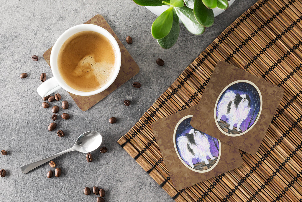 Japanese Chin Foam Coasters Set of 4 Cup Coasters for Indoor Outdoor, Tabletop Protection, Anti Slip, Mouse pad Material