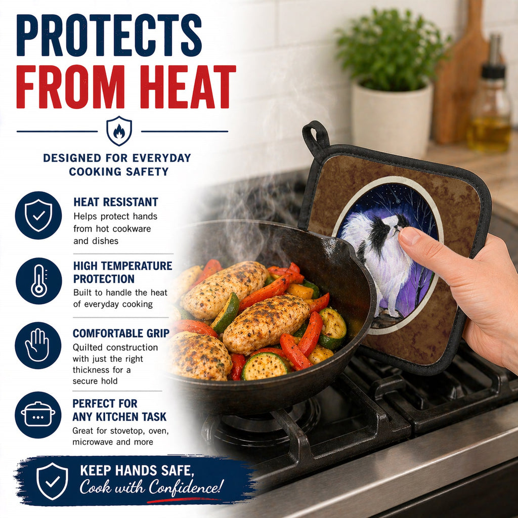 Japanese Chin Pot Holder Set of 2 Heat Resistant Quilted Hot Pads 7.5 x 7.5 Inch, Insulated Kitchen Trivets for Cooking & Baking