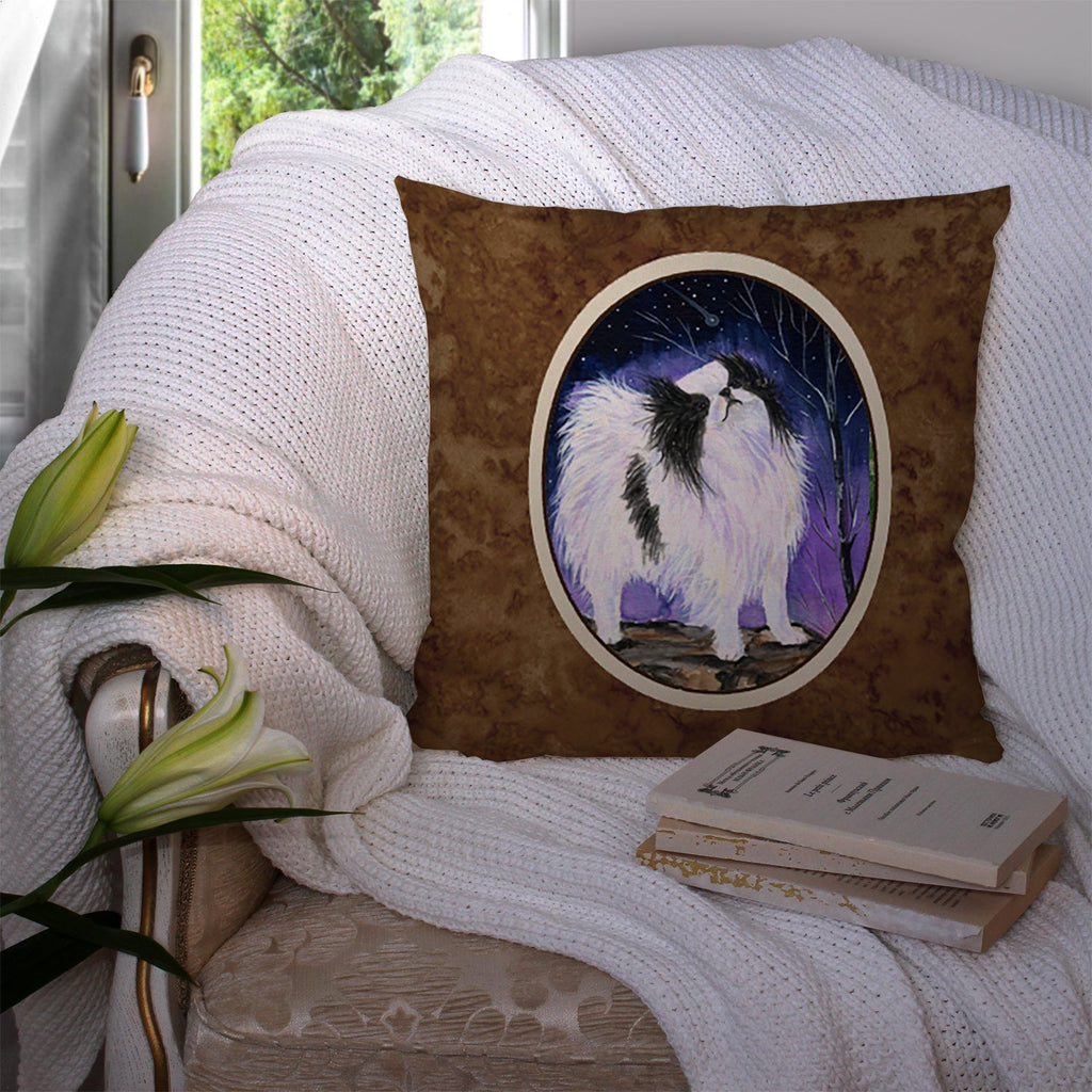 Japanese Chin Decorative Throw Pillow 14x14 Indoor Outdoor Accent Cushion, Fabric Cover with Insert for Sofa, Bed, Porch & Living Room