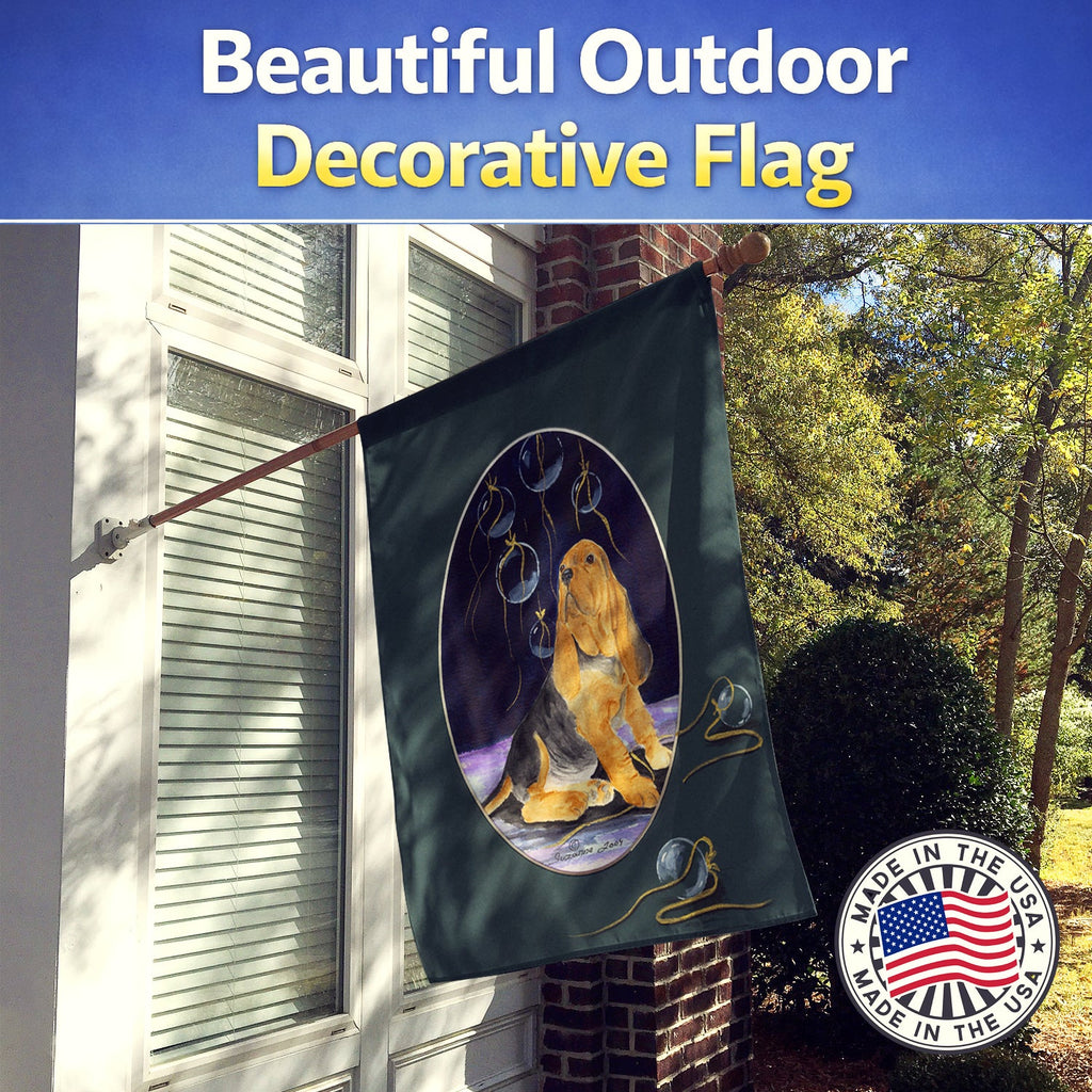 Bloodhound House Flag 28x40 Porch Sleeve Pole Decorative Outside Yard Banner Artwork Wall Hanging, Polyester