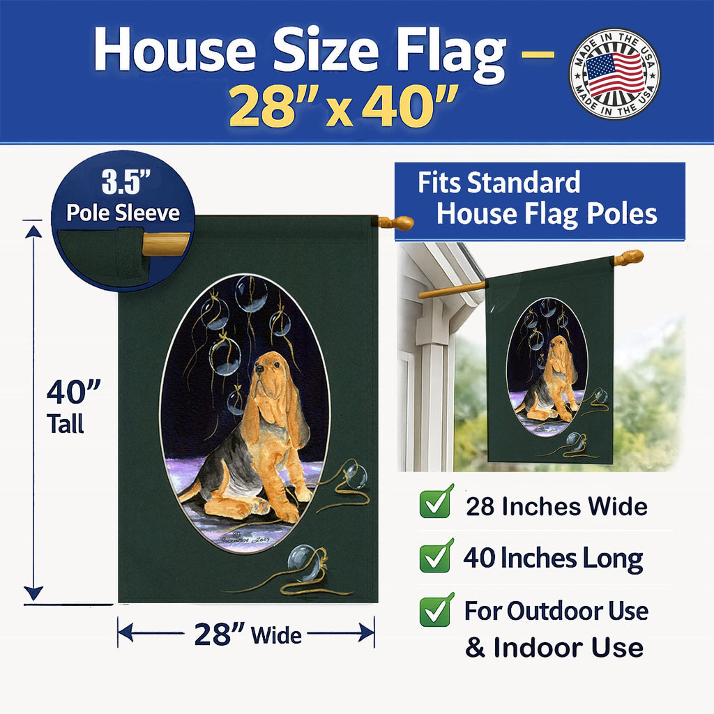 Bloodhound House Flag 28x40 Porch Sleeve Pole Decorative Outside Yard Banner Artwork Wall Hanging, Polyester