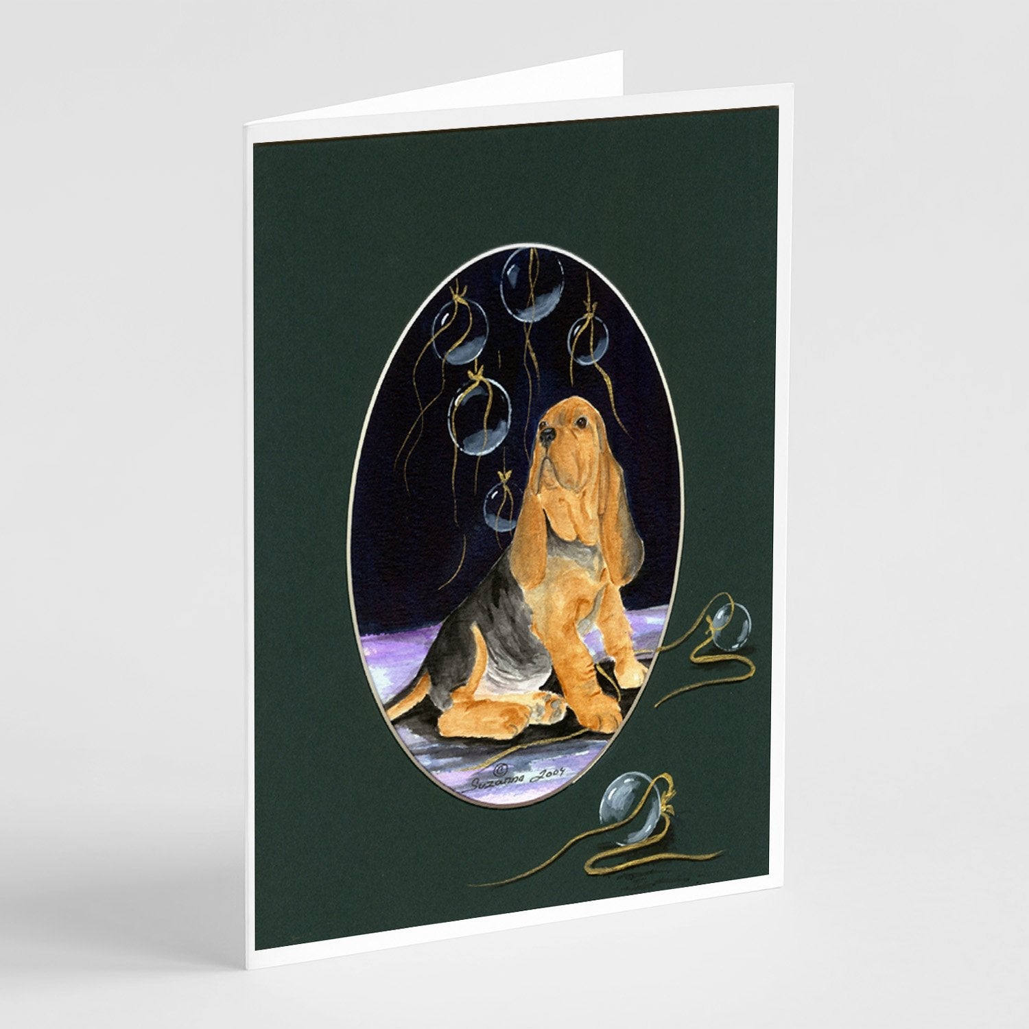 Bloodhound Greeting Cards Pack of 8 Blank Cards with Envelopes Whimsical A7 Size 5x7