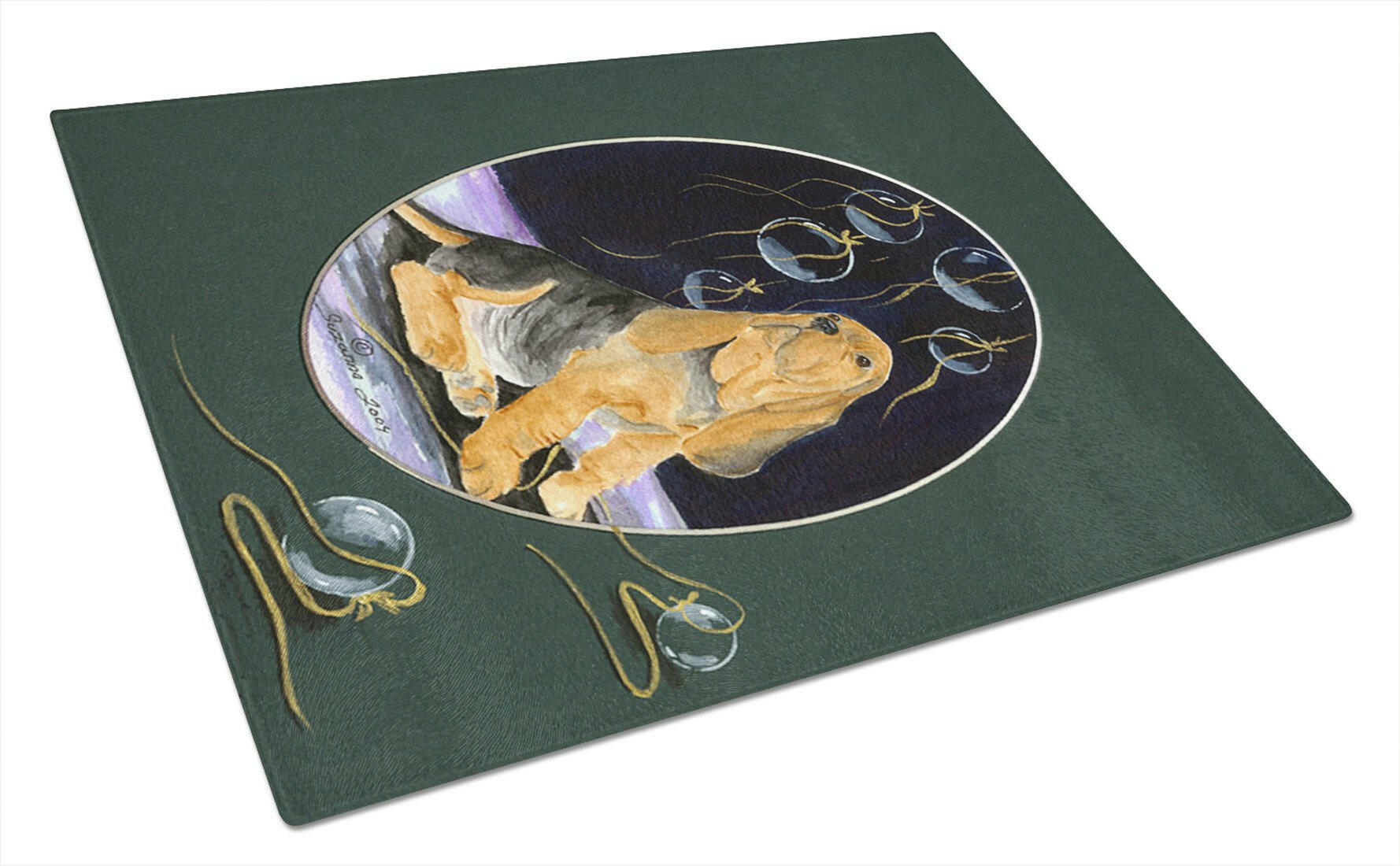 Bloodhound Cutting Board Tempered Glass Kitchen Cutting Surface, Heat Resistant Chopping, Non-Slip Feet, Food Prep & Serving