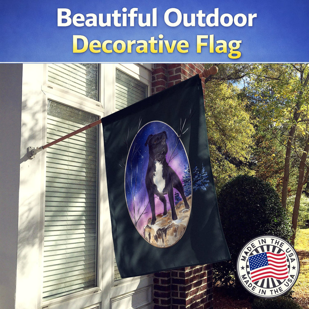 Staffie House Flag 28x40 Porch Sleeve Pole Decorative Outside Yard Banner Artwork Wall Hanging, Polyester