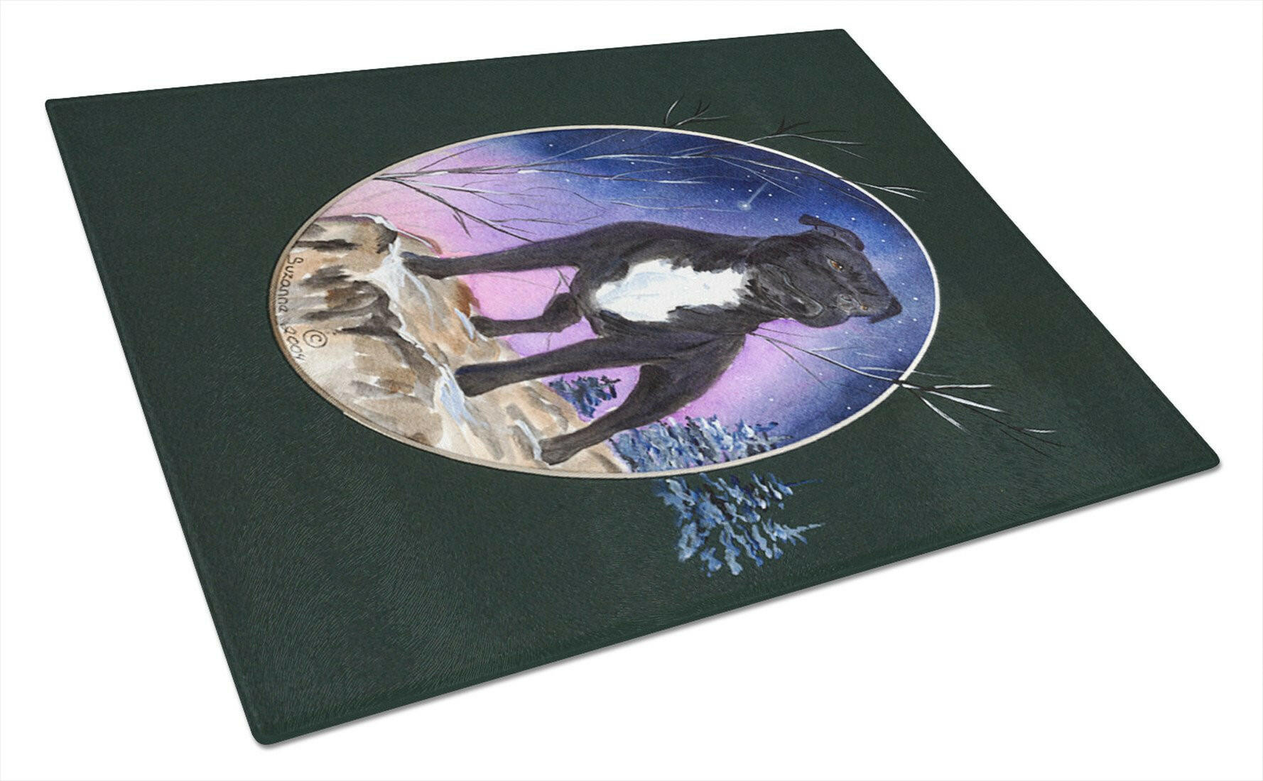 Staffie Cutting Board Tempered Glass Kitchen Cutting Surface, Heat Resistant Chopping, Non-Slip Feet, Food Prep & Serving