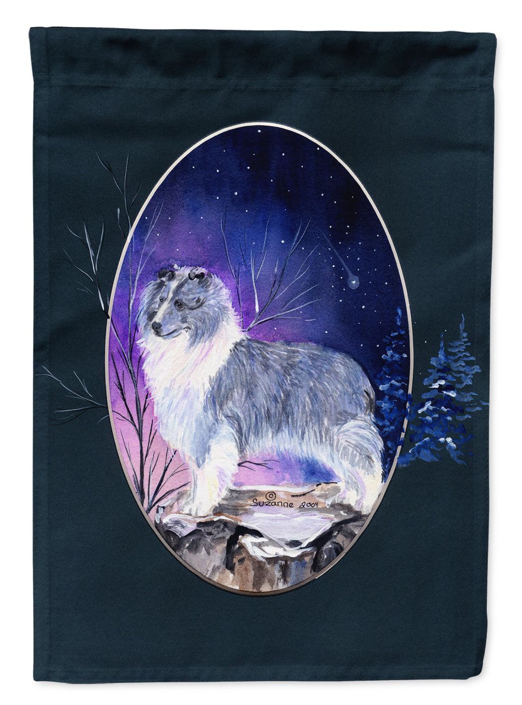 Sheltie House Flag 28x40 Porch Sleeve Pole Decorative Outside Yard Banner Artwork Wall Hanging, Polyester