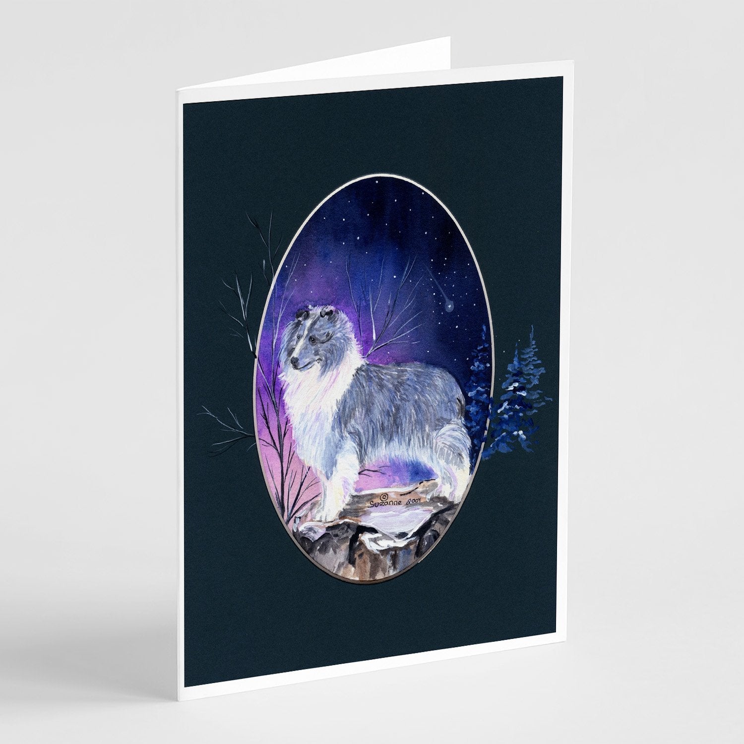 Sheltie Greeting Cards Pack of 8 Blank Cards with Envelopes Whimsical A7 Size 5x7