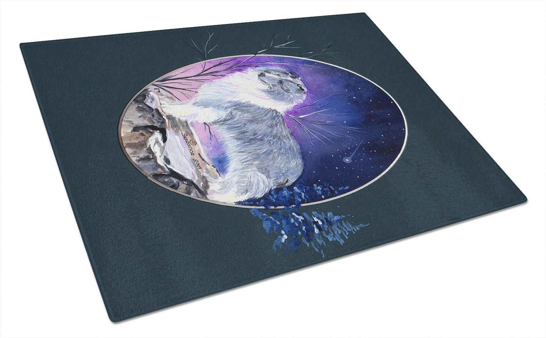 Sheltie Cutting Board Tempered Glass Kitchen Cutting Surface, Heat Resistant Chopping, Non-Slip Feet, Food Prep & Serving