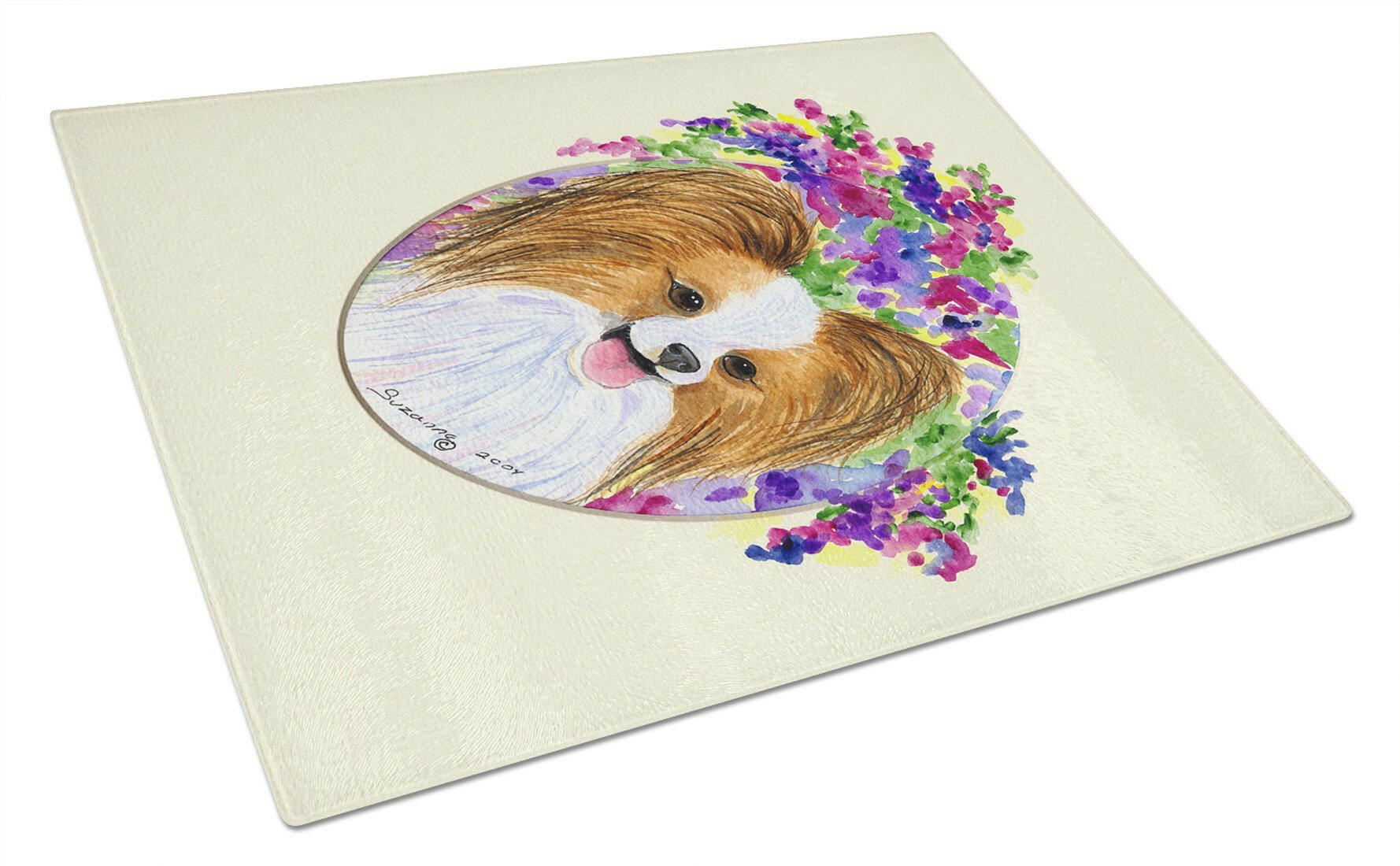 Papillon Cutting Board Tempered Glass Kitchen Cutting Surface, Heat Resistant Chopping, Non-Slip Feet, Food Prep & Serving