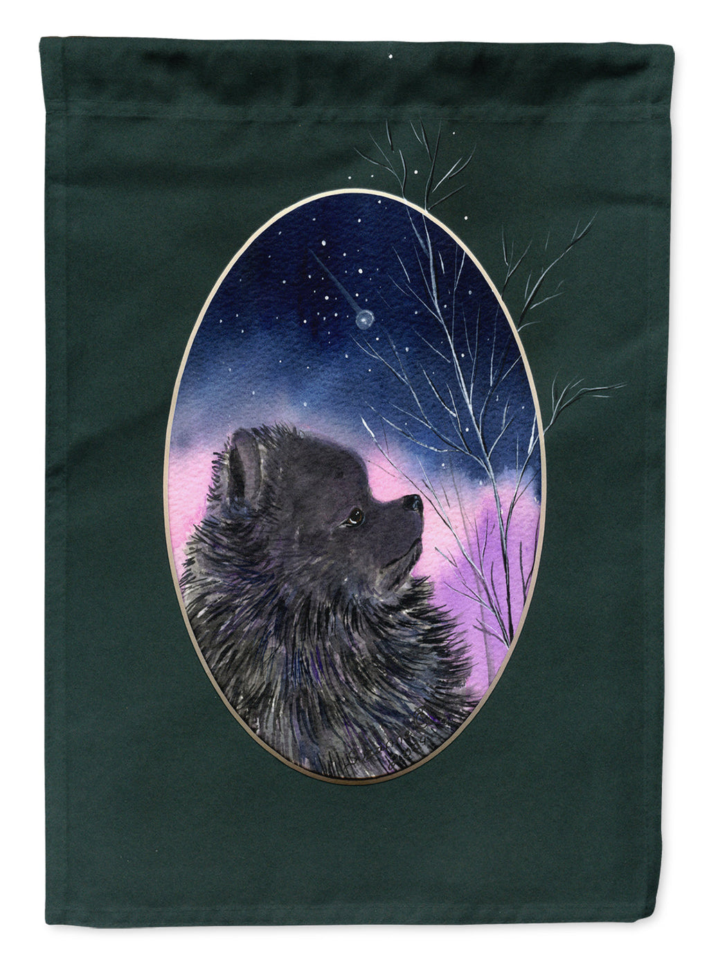 Pomeranian House Flag 28x40 Porch Sleeve Pole Decorative Outside Yard Banner Artwork Wall Hanging, Polyester