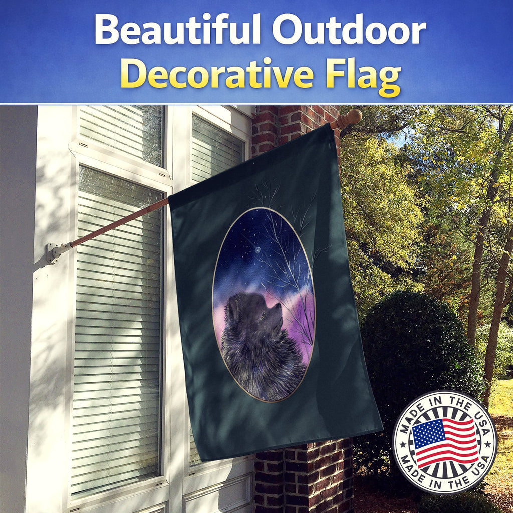 Pomeranian House Flag 28x40 Porch Sleeve Pole Decorative Outside Yard Banner Artwork Wall Hanging, Polyester
