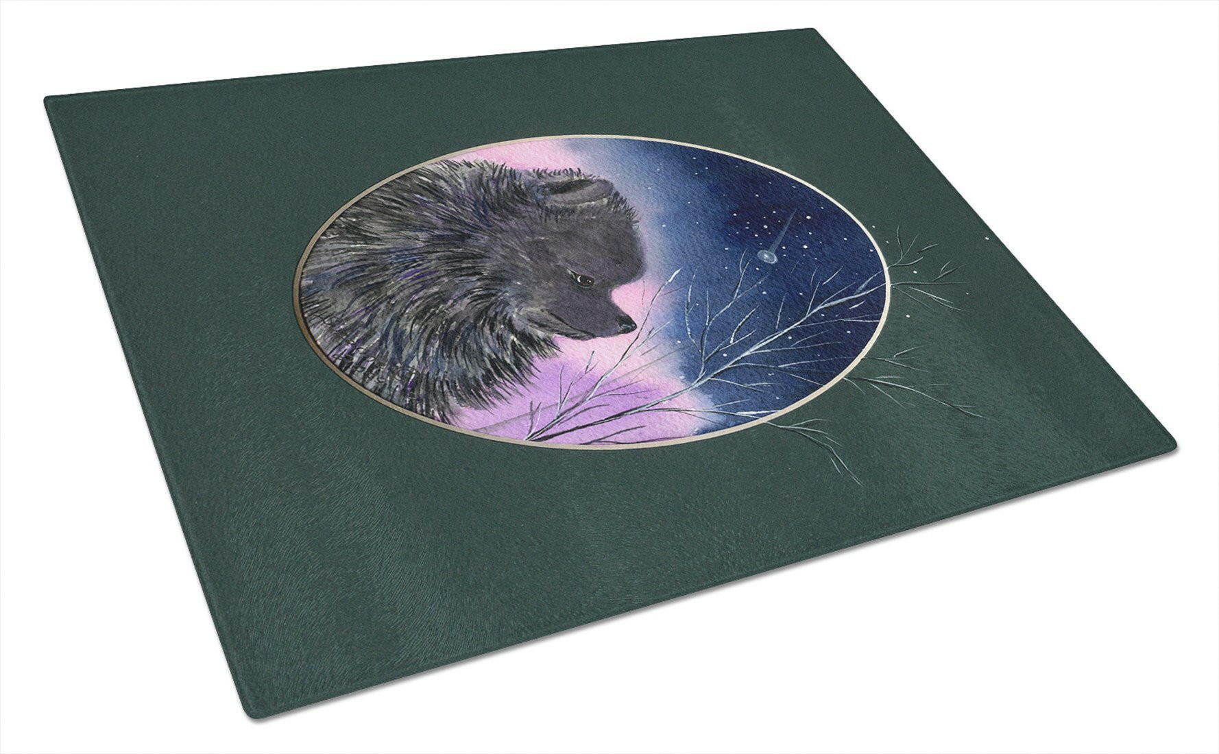 Pomeranian Cutting Board Tempered Glass Kitchen Cutting Surface, Heat Resistant Chopping, Non-Slip Feet, Food Prep & Serving