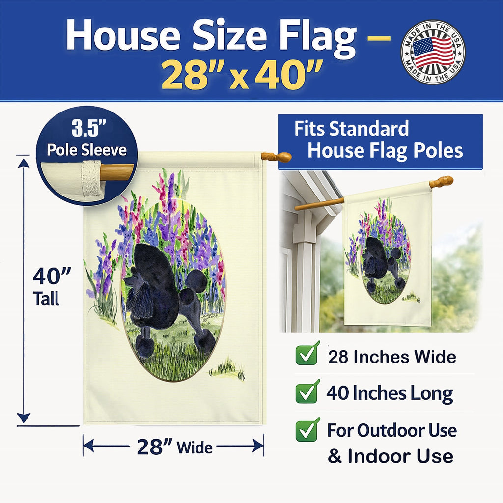Poodle House Flag 28x40 Porch Sleeve Pole Decorative Outside Yard Banner Artwork Wall Hanging, Polyester