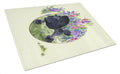 Poodle Cutting Board Tempered Glass Kitchen Cutting Surface, Heat Resistant Chopping, Non-Slip Feet, Food Prep & Serving