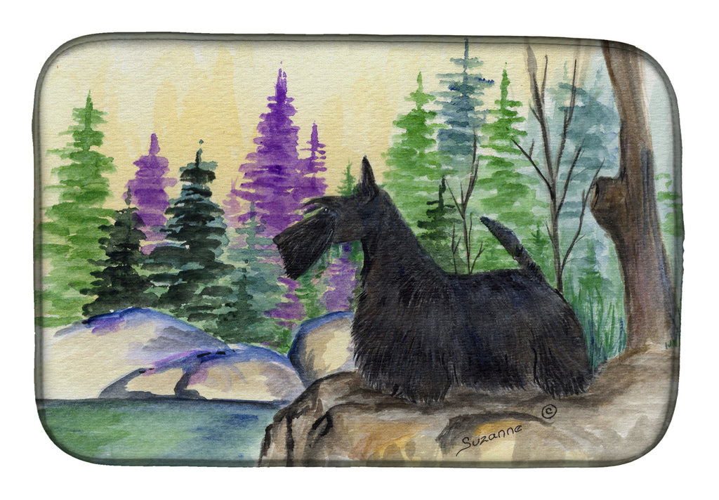 Scottish Terrier Dish Drying Mat Absorbent Dish Drying Mat Pad for Kitchen Counter Dish Drainer Mat for Countertop, 14 x 21", Multicolor