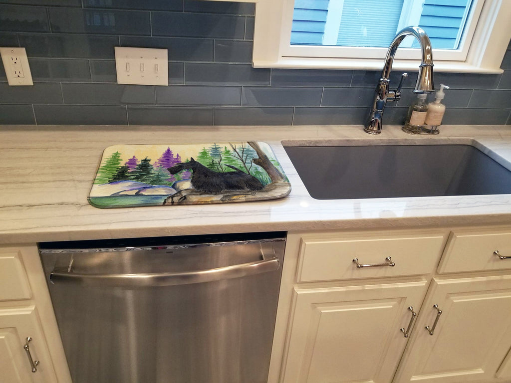 Scottish Terrier Dish Drying Mat Absorbent Dish Drying Mat Pad for Kitchen Counter Dish Drainer Mat for Countertop, 14 x 21", Multicolor